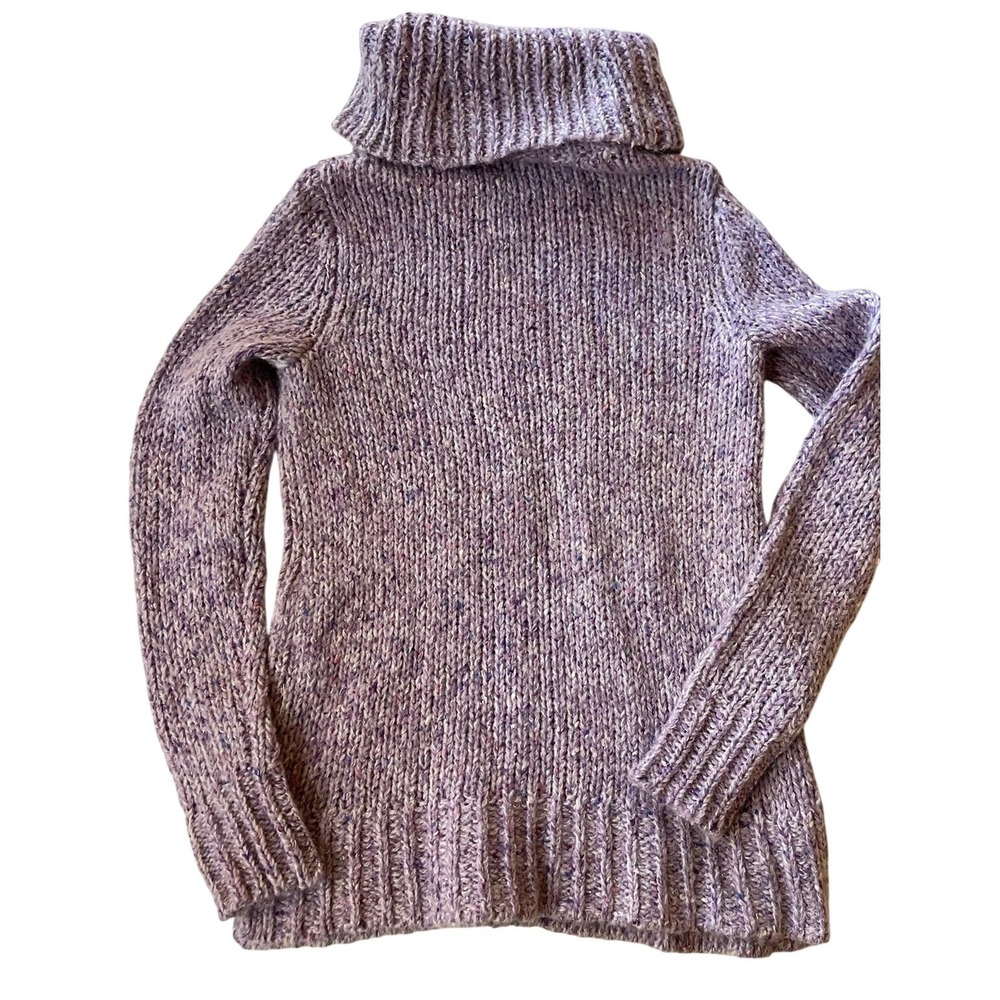 Talbots Turtleneck Sweater PETITE Medium Wool Silk Mohair Lilac Lavendar Confett